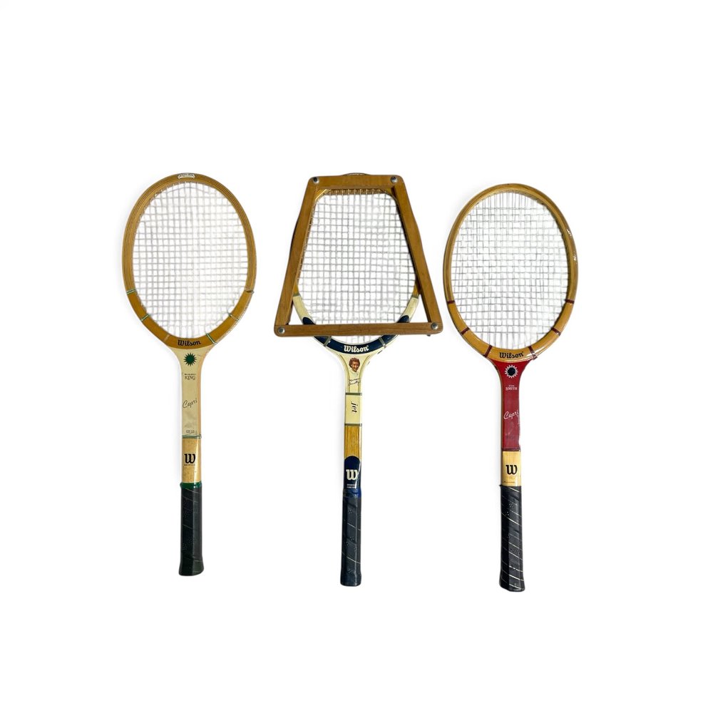 Vintage Wilson Wooden Tennis Rackets - Set of 3 — Wall Star